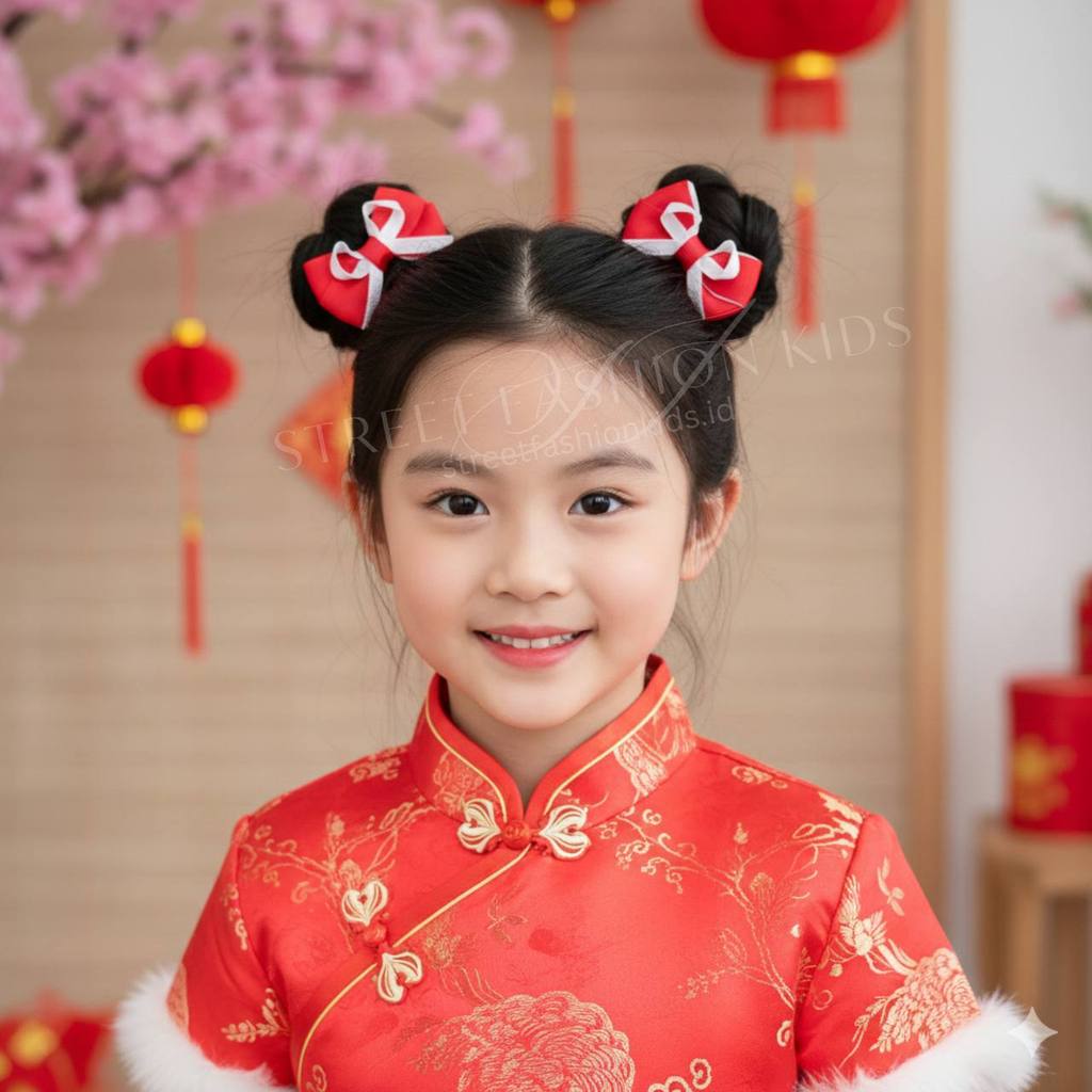 Jepit Rambut Anak Perempuan / Aksesoris Rambut Imlek Anak / Jepit Rambut Motif Hanfu Sepasang / Jepi