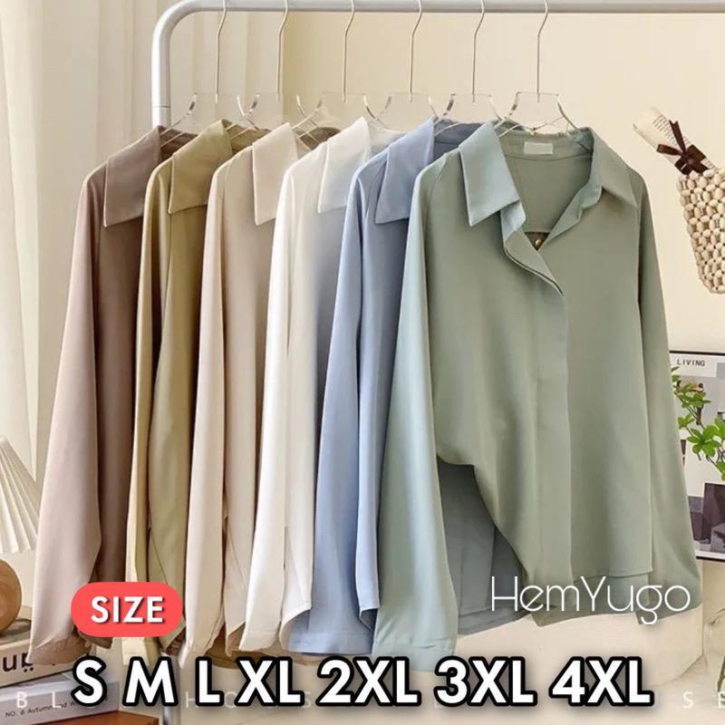 2.2 DISKON ATASAN KEMEJA POLOS PREMIUM BAHAN RAYON TWILL | HEM YUGO | KEMEJA KERJA DINGIN BIG SIZE -