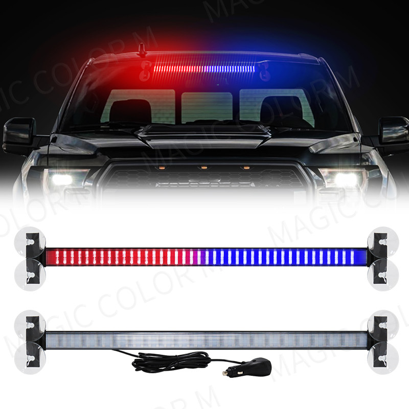 Lampu Strobo LED Polisi untuk Mobil, Lampu Peringatan Darurat, 80 LED, Lampu Bar Kaca Depan, Penunju