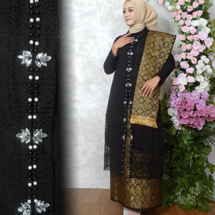 kebaya modern wanita setelan kebaya brokat panjang modern atasan tunik brokat malika payet rok songk