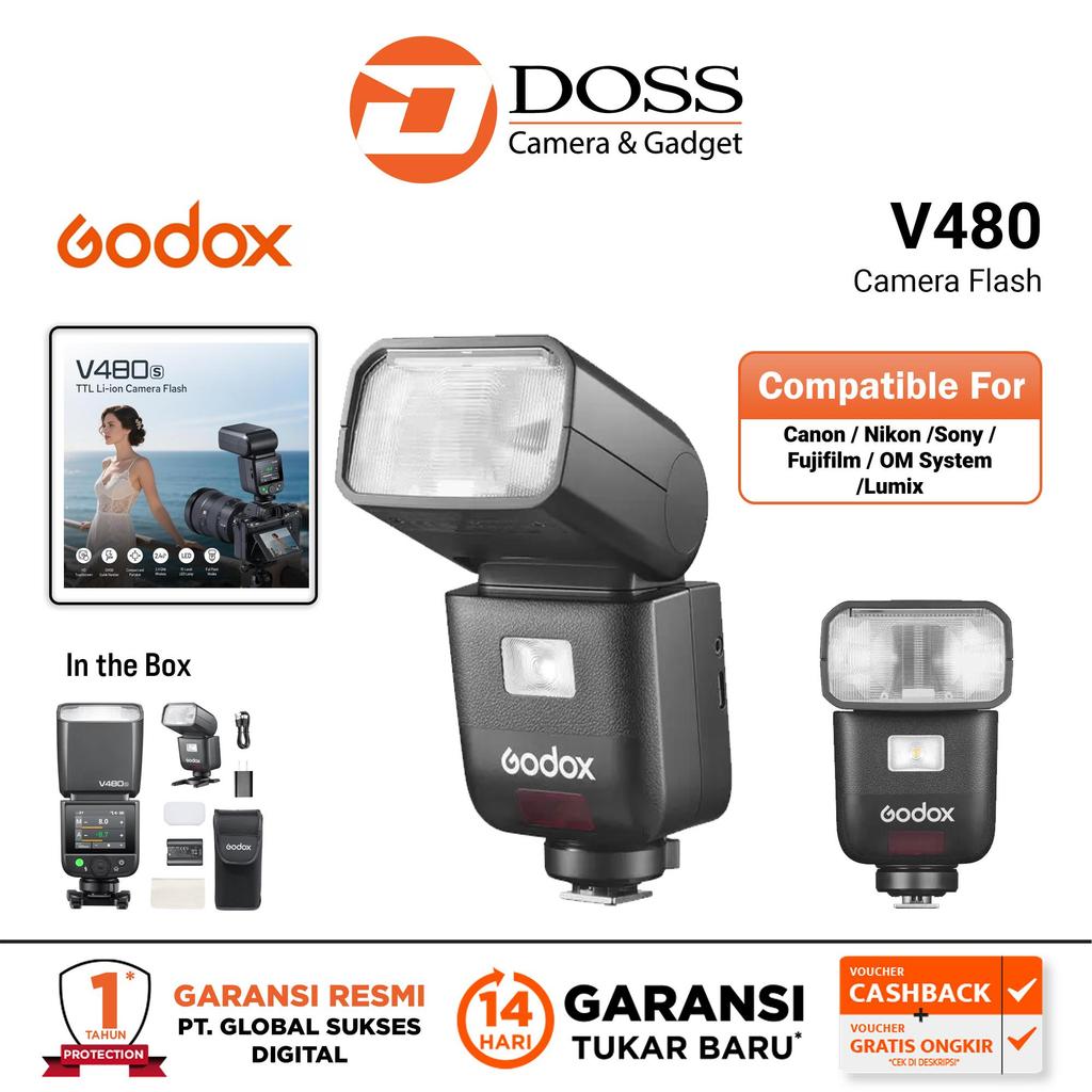 DOSS Makassar-Godox V480 TTL On-Camera Flash Godox V480-DOSS