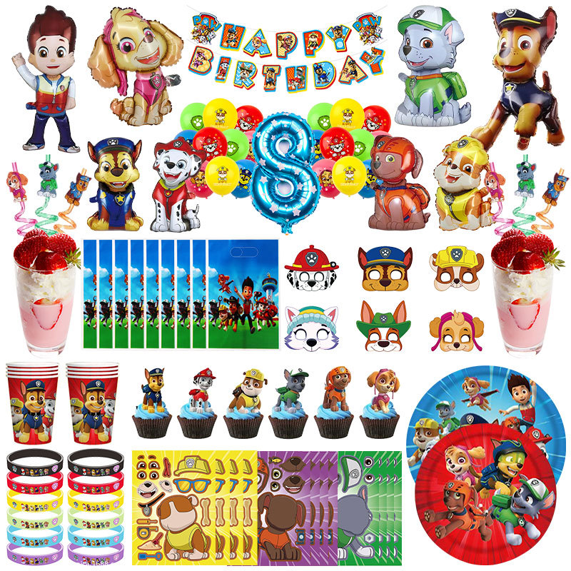 Paw Patrol Birthday Decoration Skye Birthday Decorations Set Balloons Backdrop Plates Cups Paw Patro