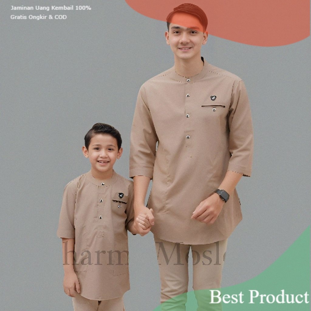 Koko Kurta Pakistan Polos Couple Ayah Dan Anak Terbaru Lengan 3/4 Warna Milo Terlaris Termurah Koko 