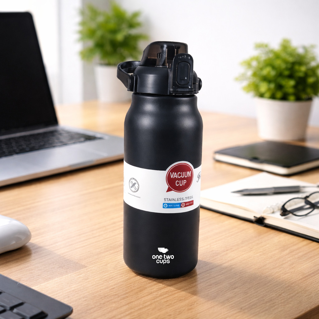 Botol Minum Tumbler Air Panas Dingin Double Spout 1.7L Jumbo, Termos Stainless Besar Tahan Panas Din