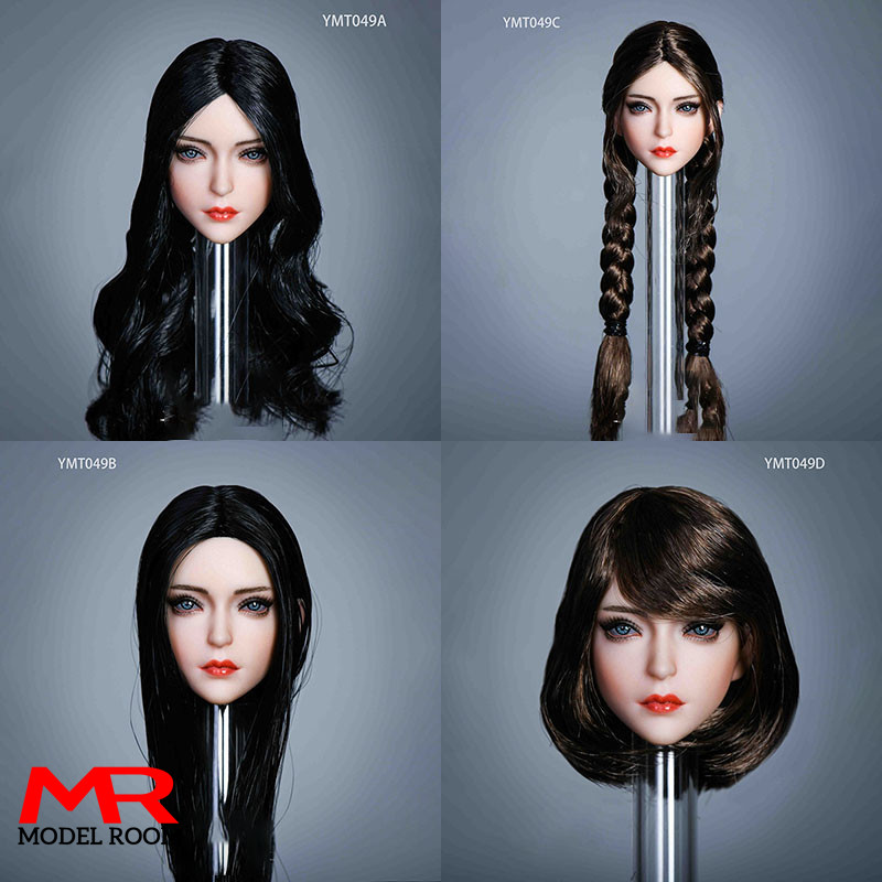 YMT049 1/6 Blue Eyes Beauty eng Head Sculpt Female Soler Head Carving Fit 12'' PH TBL Action Figures