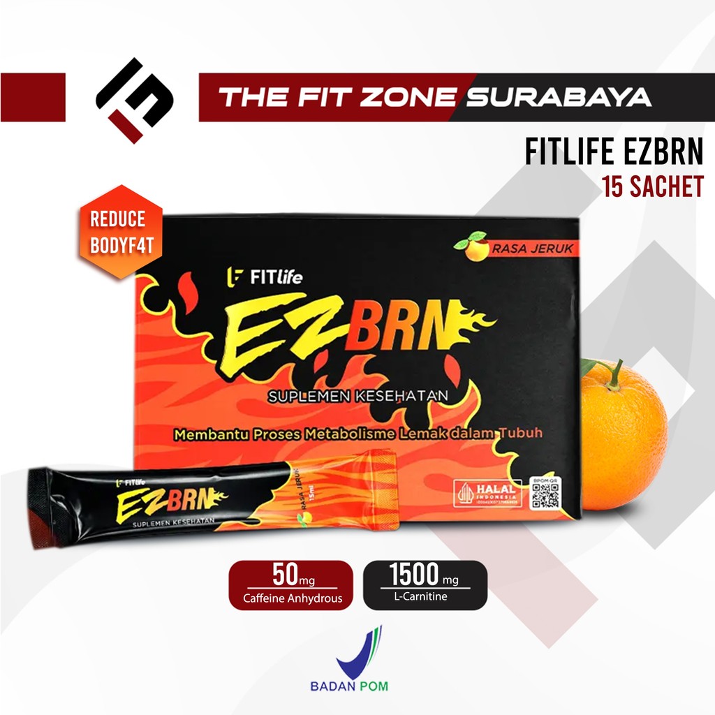FITLIFE EZBRN 1 Box 15 Sachet @15 mL Suplemen Fitness EZ BURN Pembakar Lemak