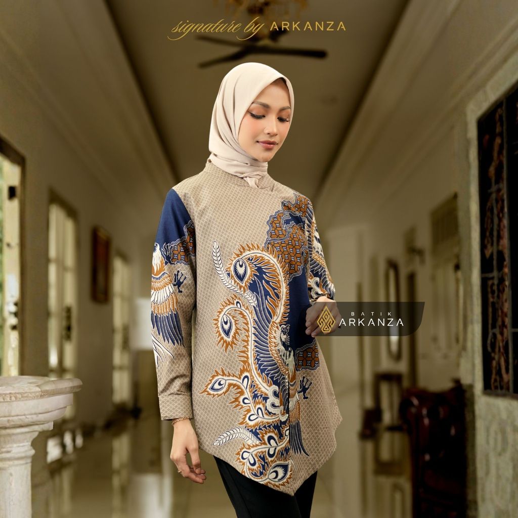 Arkanza Signature  Blouse Janggan Batik Motif Chandraprana Atasan Wanita Lengan Panjang Moderen SRB