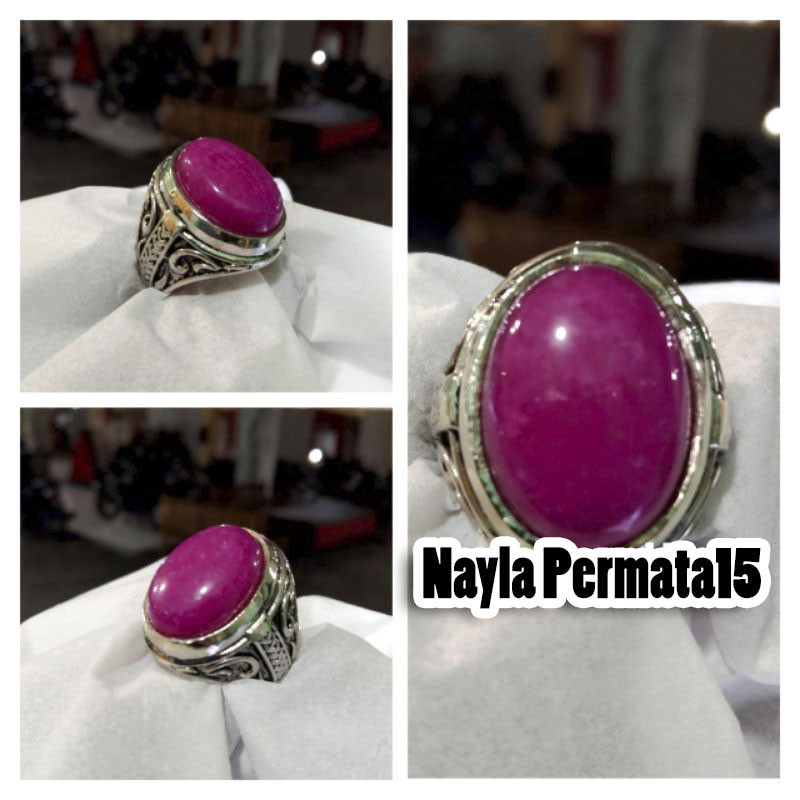 Cincin batu akik giok pink/merah muda