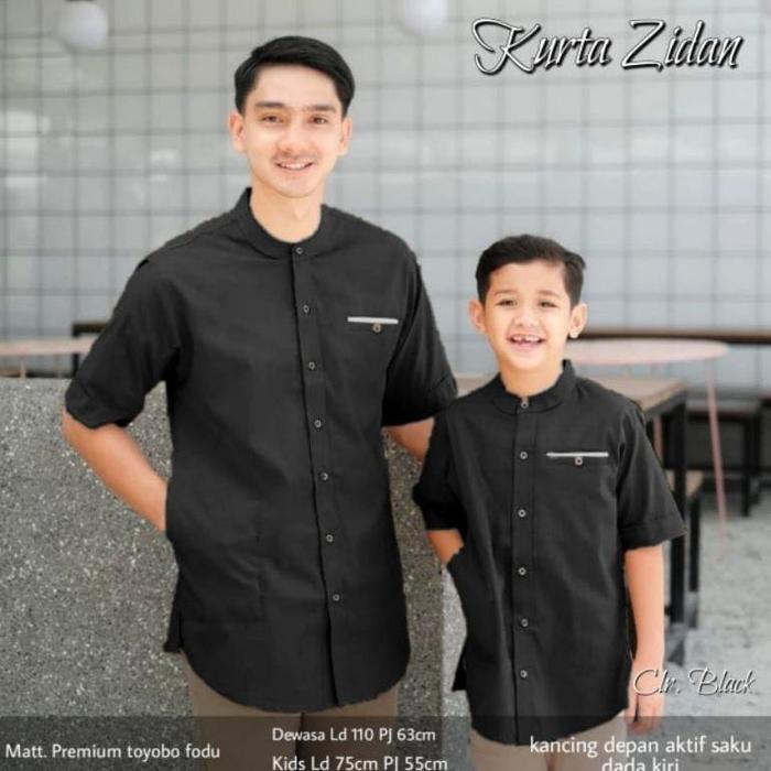 BAJU KOKO COUPLE AYAH DAN ANAK BAHAN TOYOBO KEMKO KOKO AYAH DAN ANAK - Hitam, M AYAH
