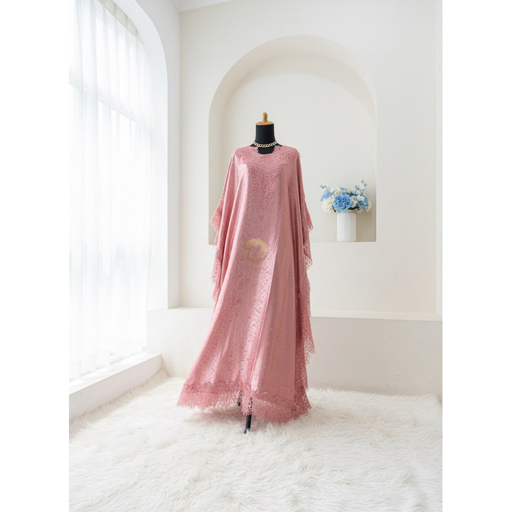 AUPSHOP Kaftan Lace Lebaran Silk Jaquard Premium Import High Quality Kaftan Renda Premium