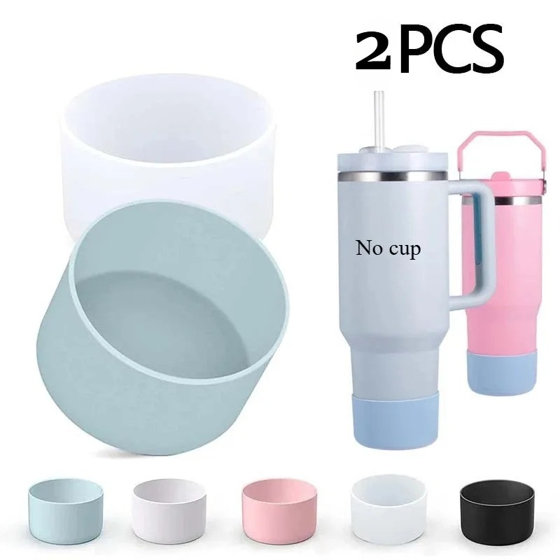 2PCS Water Cup Silicone Boots Protector Silicone Bottom Sleeve Anti-Slip Cup Base Sleeve Simple Mode