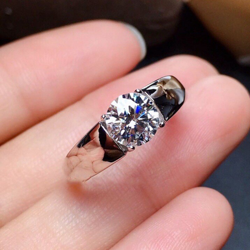 Pt950 Platinum Simulasi Cincin Berlian 2 Karat Cincin Berlian Mozambik, Cincin Pernikahan Pria