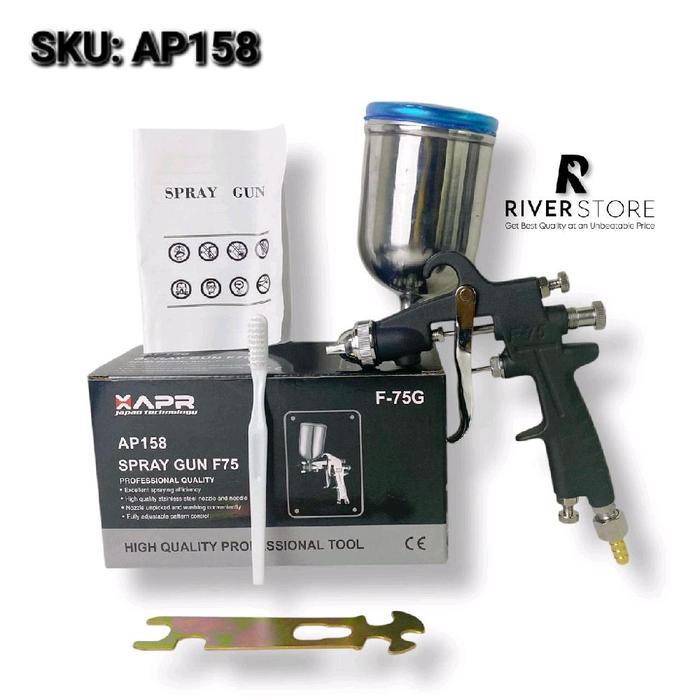 APR Spray Gun F75 Type AP158 Alat Semprot Cat Nozzle 1,5mm Tabung Atas 400mL Kualitas Setara Meiji P