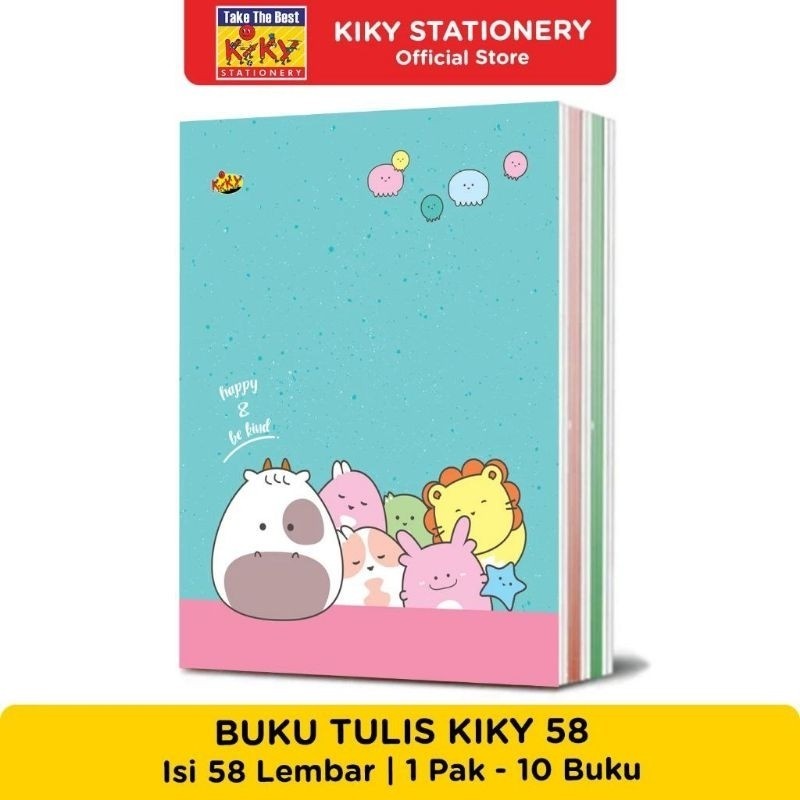 (1Pack:10Pcs) KIKY Buku Tulis isi 58 LEMBAR Termurah Best Seller / Buku Tulis Sekolah Kiky Berkualit