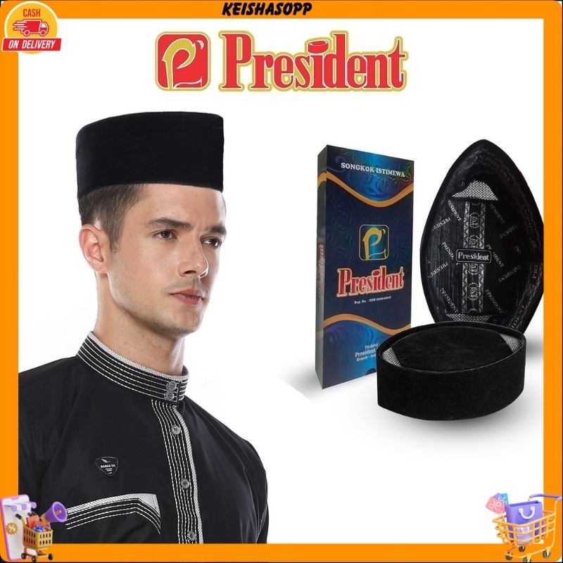 Songkok Peci President AC original 100% kopiah polos hitam peci president
