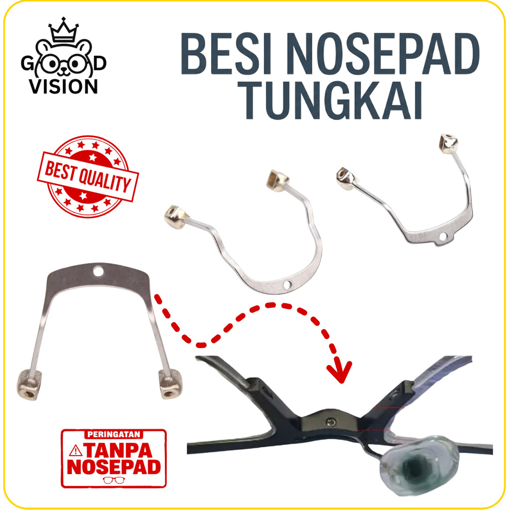 Nose Pad Single Screw Type Slot Bridge Pad Arms Besi Nosepad Tungkai Kacamata Pad Arm Slot Joined Br