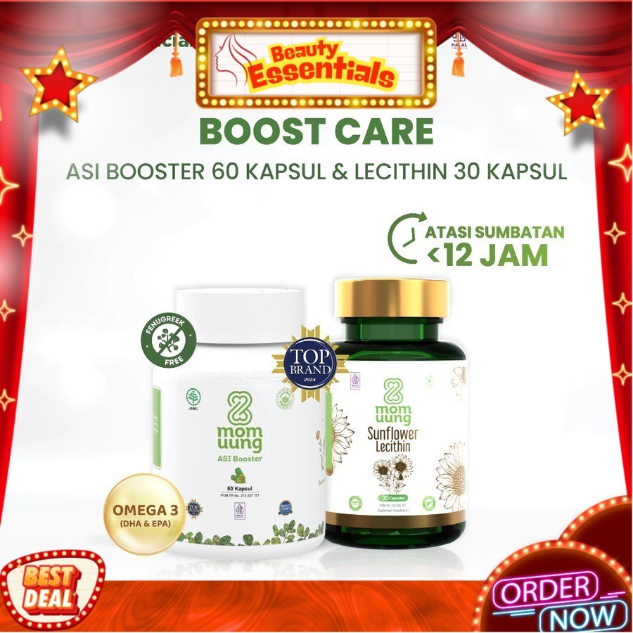Mom Uung Paket ASI Tersumbat - ASI Booster 60Kapsul & Lecithin - Mengandung Vitamin