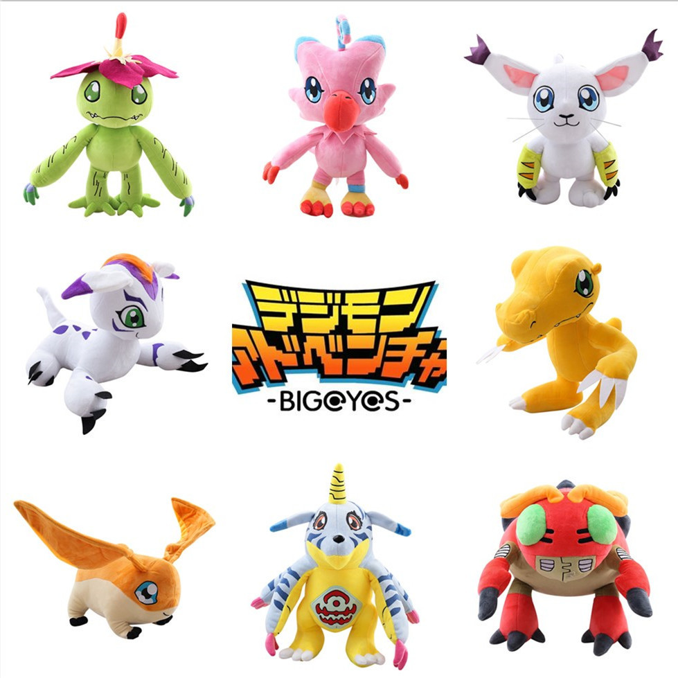 30cm Kawaii gimon Plush Toys Stuffed Anime Agumon Gabumon lumon Bhikkhu Goma Beast Baloo Beetle Bada