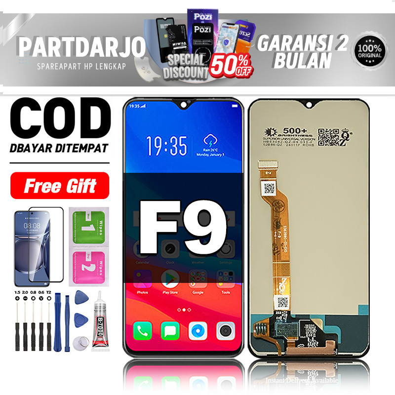 LCD FOR OPPO F9 Fullset hp layar Touchscreen untuk Glass Touch Screen Digitizer COD original free le