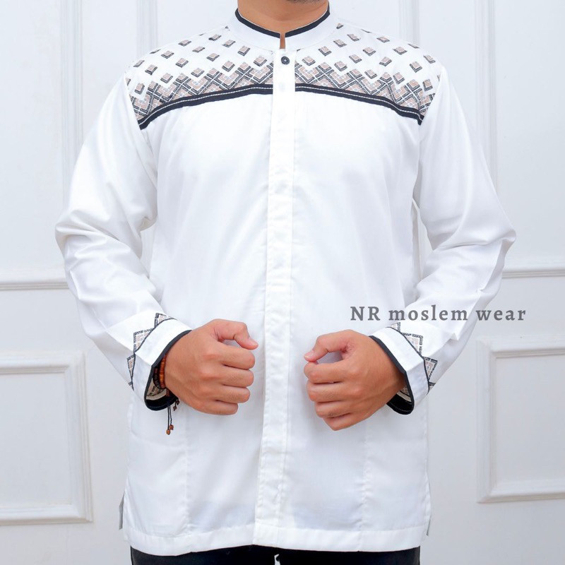BAJU KOKO PUTIH DEWASA TANGAN PANJANG  / KOKO ARRAHMAN PANJANG / BAJU KOKO KATUN ADEM kode ( ARK )