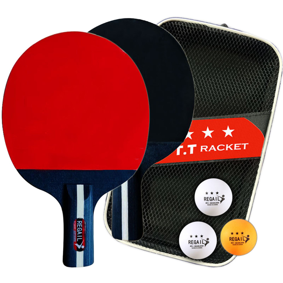 Table Tennis Paddles 2 Rackets & 3 Balls Ping Pong Paddle Professional 2 Player Ping Pong Set with B