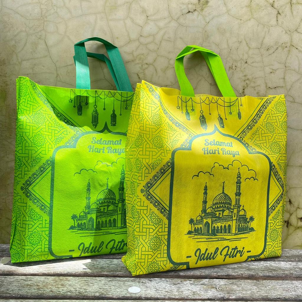 [Eceran-4 Sisi] Tas Spunbond Goodie bag Idul Fitri Parcel Ramadhan Hampers Souvenir Lebaran Sembako