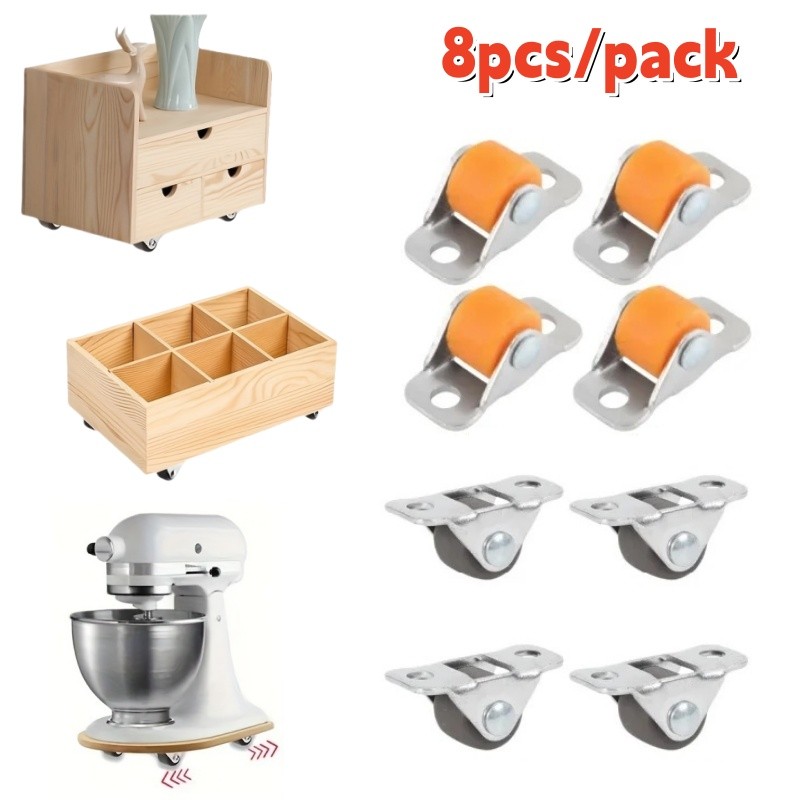 8 Buah Roda Mini Senyap 0,5 Inci, Roda Linear, Roda Kecil Berbahan Karet, Roda Putar Kecil untuk Per