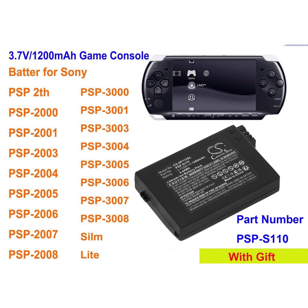 Cameron Sino 1200mAh Battery PSP-S110 for Sony PSP-2000, PSP-3000, PSP-3004, PSP-3001, PSP-3008, PSP