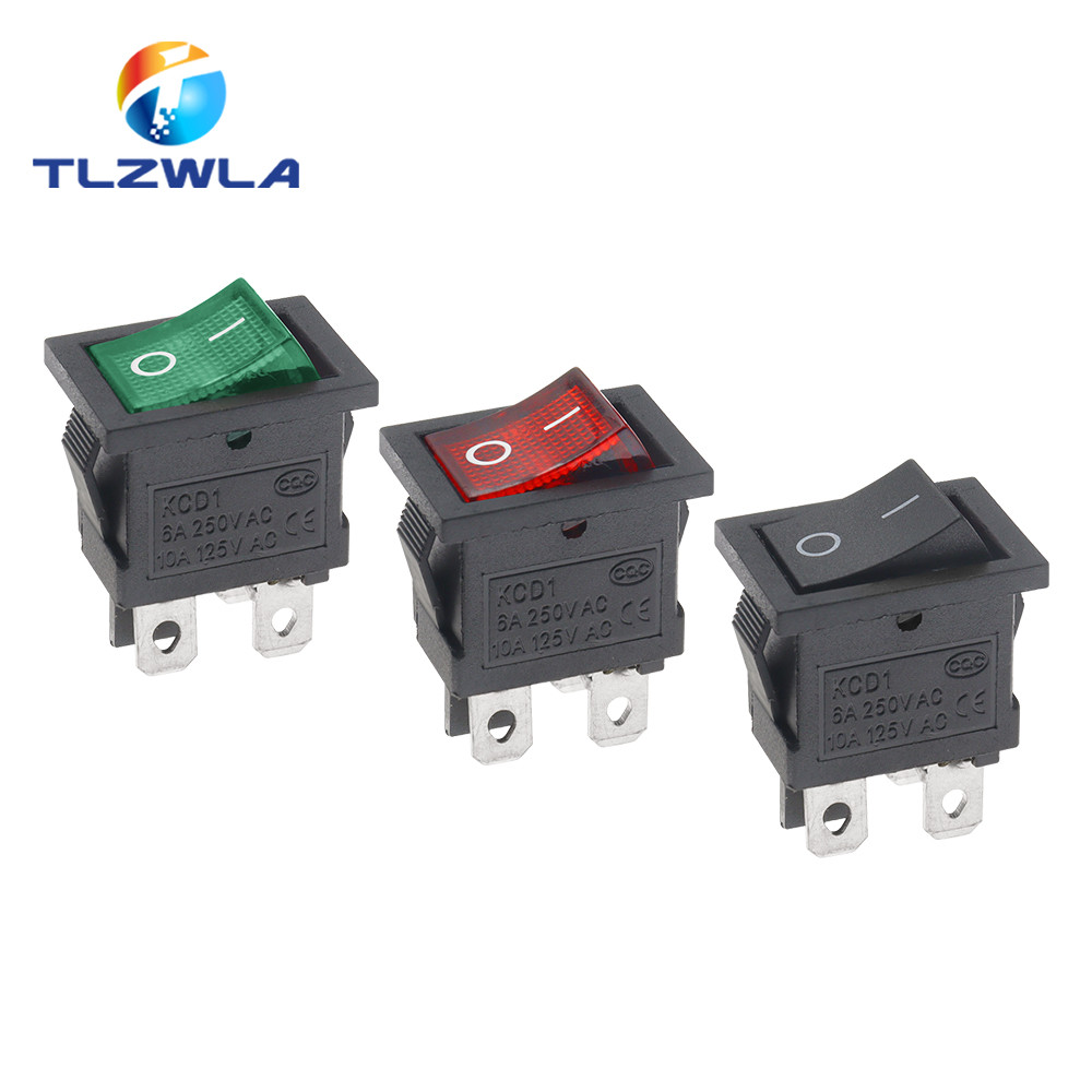 1PCS KCD1 LED ON-OFF 4 Pin Saklar Rocker Mobil Kapal 21*15mm 6A/250V 10A/125V AC Saklar Lampu Hitam 