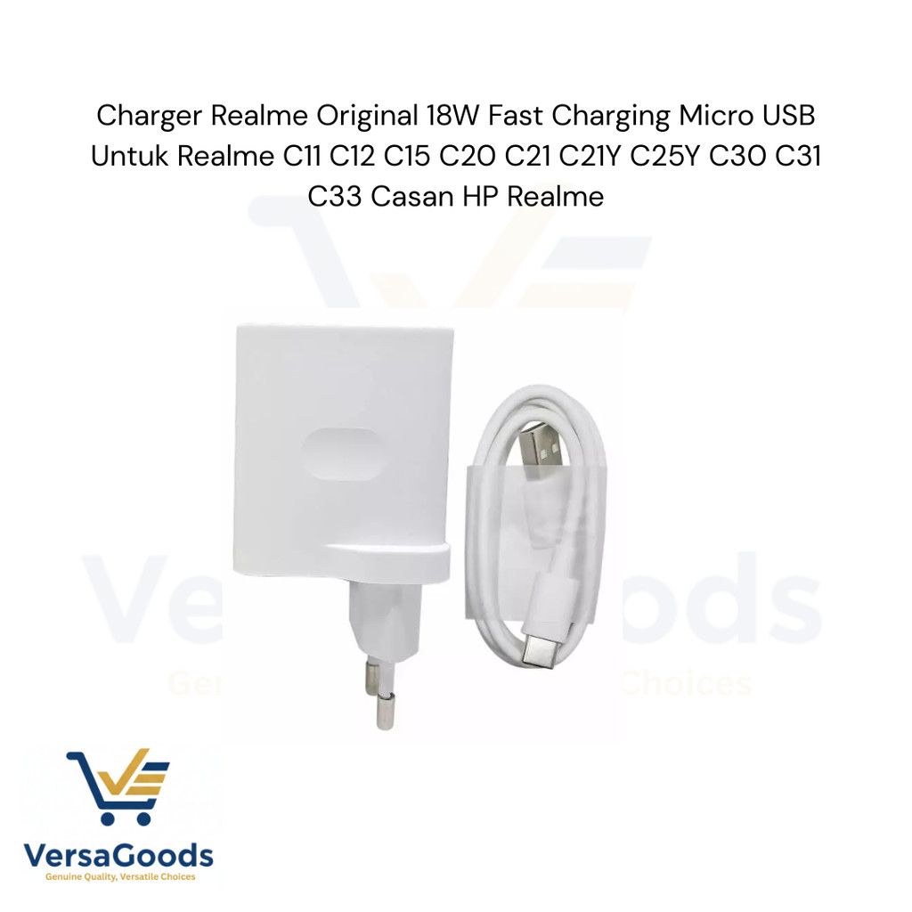 Charger Realme Original 18W Fast Charging Micro USB Untuk Realme C11 C12 C15 C20 C21 C21Y C25Y C30 C