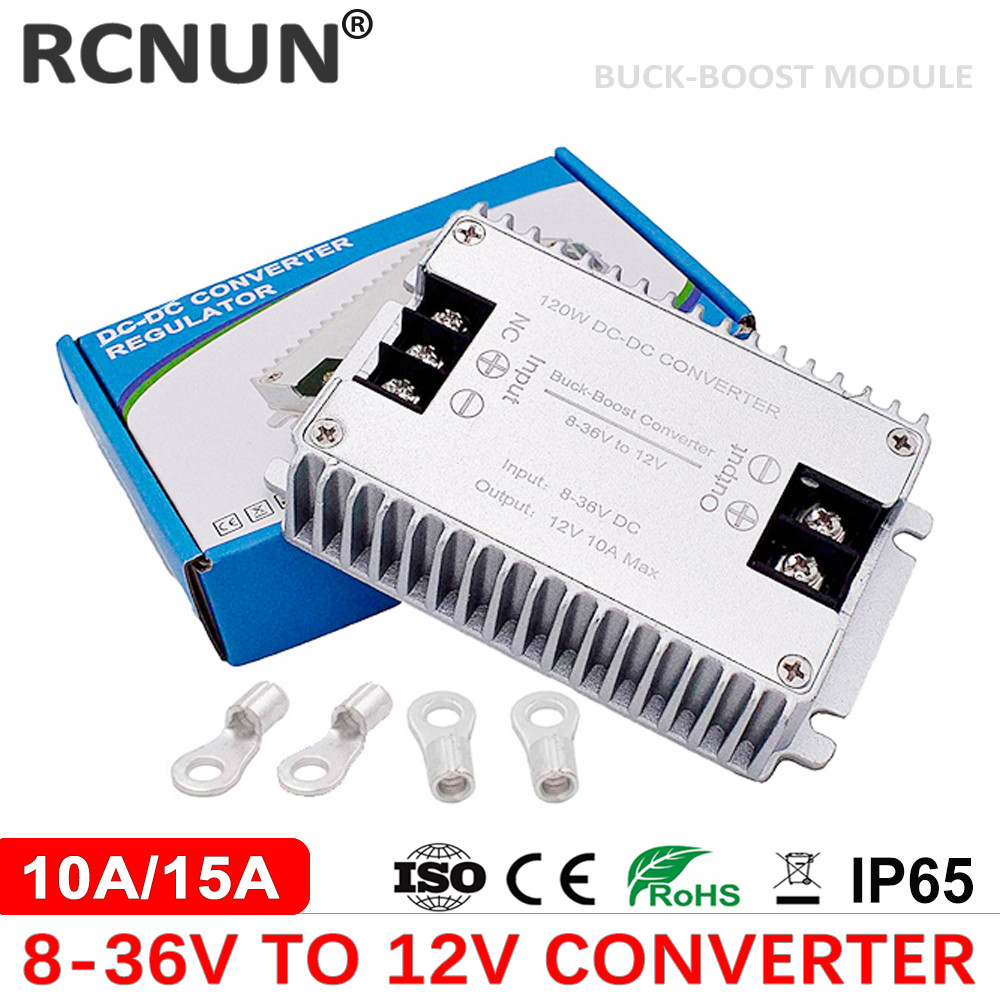 RCNUN 8-36V ke 12V 10A 15A DC DC Boost Buck Converter Regulator 12 Volt Penstabil Tegangan Mobil Kap