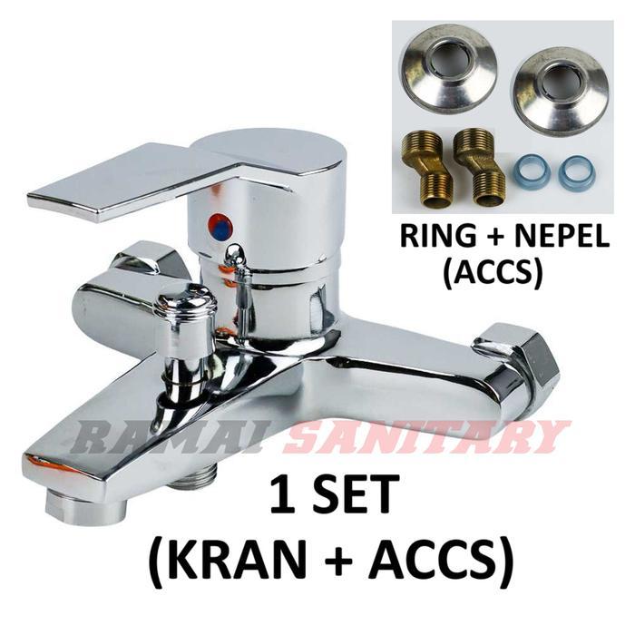Keran Mixer Panas Dingin Kran Shower Bathtub - 1 Set Komplit