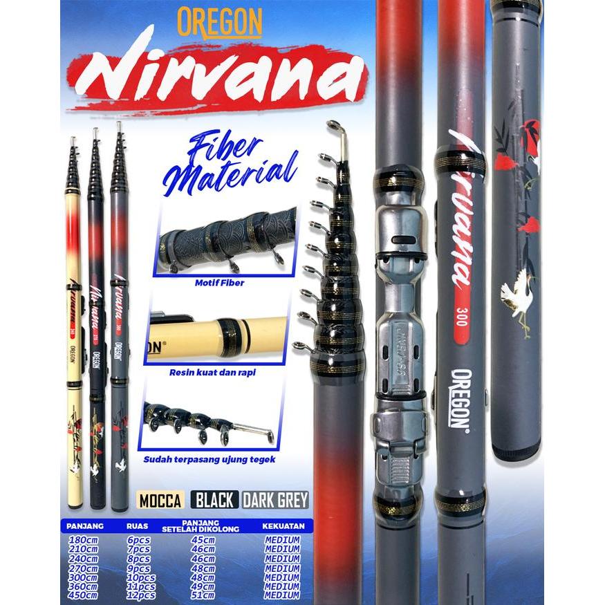 Set Tegek Kolong Oregon Nirvana Pancing Joran Tinggal Pakai - 180CM, TEGEK SAJA