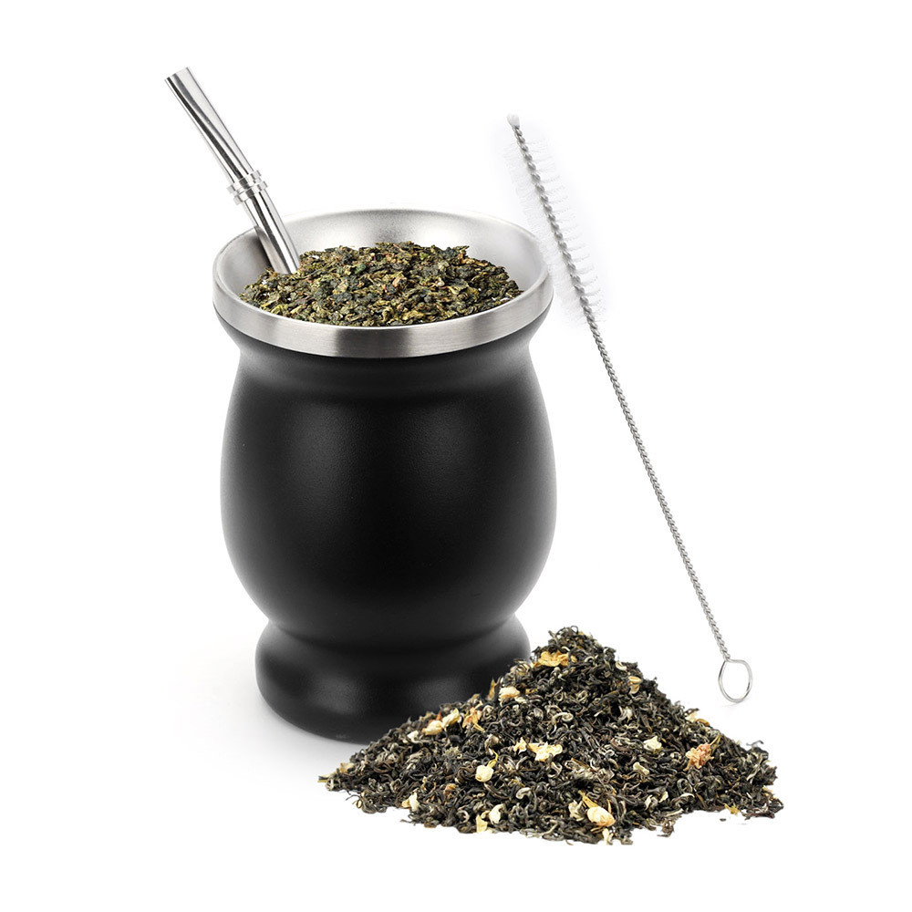 Yerba Mate Gourd Cup 304 Stainless Steel 8oz Mate Cup Double Wall 8oz Argentine Yerba Mate Gourd Cup