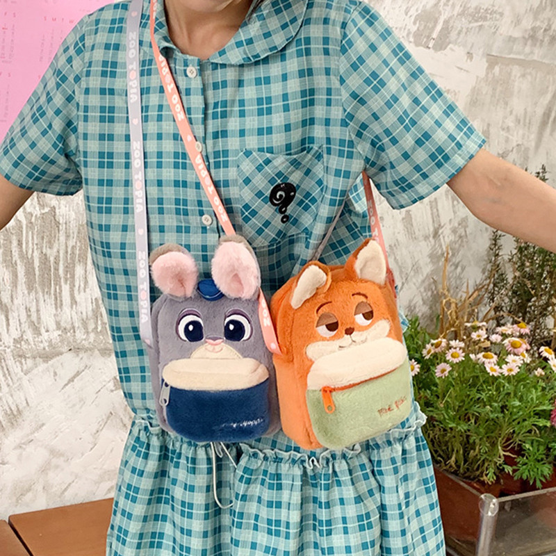 Zootopia Plush Crossbody Bag Nick Wilde Judith Laverne Hopps Stylish Cartoon Cute Shoulder Bag Birth