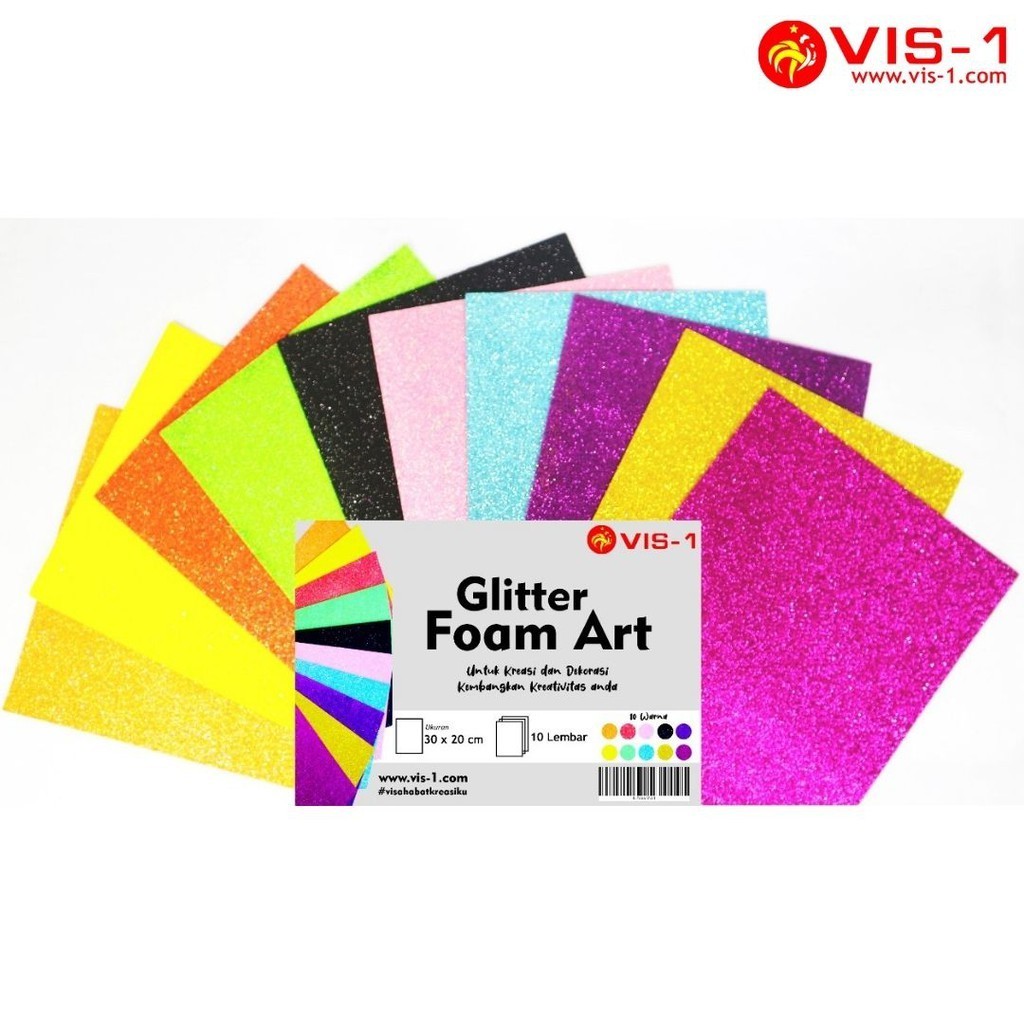 GLITTER FOAM ART VIS-1 FOAM ART 20x30cm ISI 10 PCS Eva Foam Glitter Busa Gliter Kertas Gliter Glitte