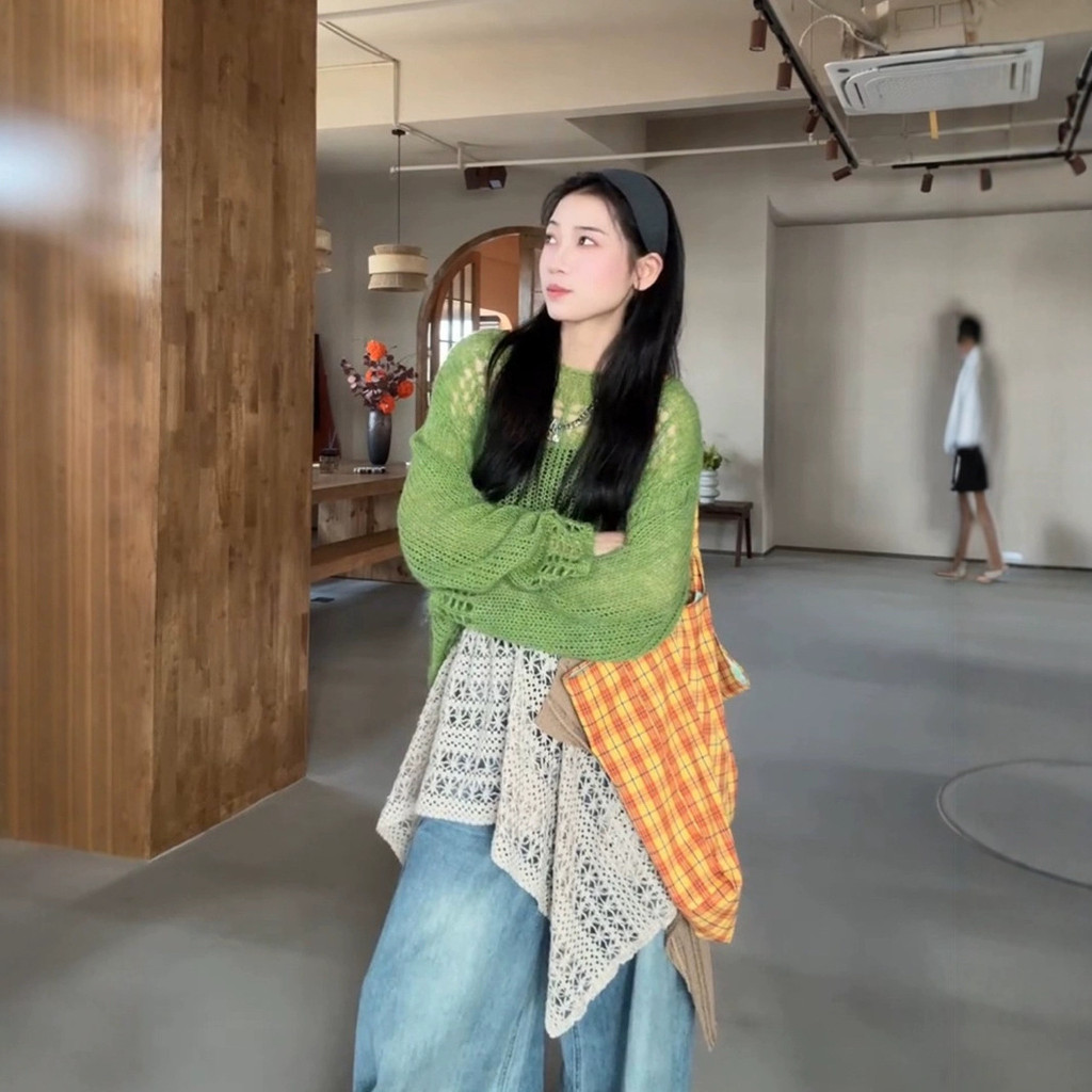 Rok Rajut Vintage Asimetris Rok Pendek Berlapis Baru