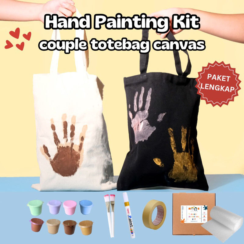 TERLARIS DIY Hand Painting Kit Canvas Totebag Edition | Kanvas Lukis Tas Kanvas Couple Hand Painting