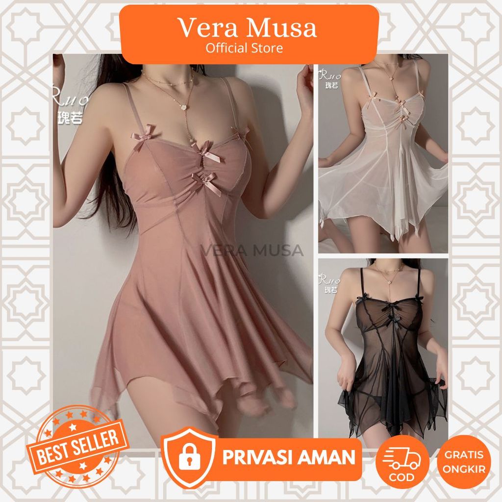 VERA VV183 Dress Terusan Babydoll Mini Rok Nylon Baju Tidur Dinas Jumbo Malam Dewasa Wanita Seseraha