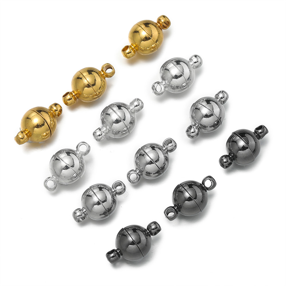 10 Set Kancing Magnetik 6mm/8mm/10mm, Pengait Gesper Bulat, Konverter Magnet, Kancing untuk Gelang, 