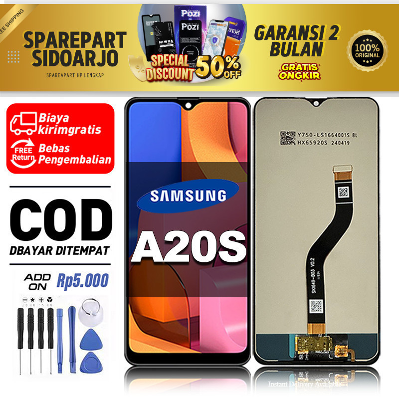 LCD Samsung A20S Touchscreen Fullset-Original Compatible For Glass Touch Screen Digitizer ori-asli C