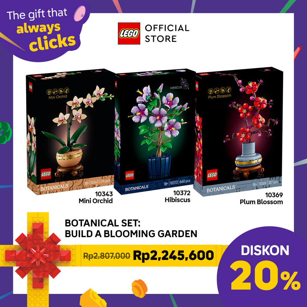 LEGO BOTANICALS STARTER PACK - LEGO Botanicals 10343 Mini Orchid + LEGO Botanicals 10372 Hibiscus + 