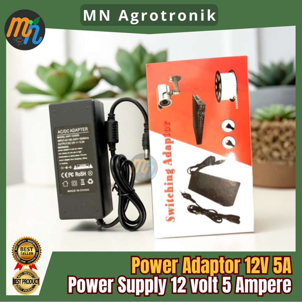 Power Adaptor 12V 5A Power Supply Trafo Pompa air 12 volt 5 Ampere plus kabel power listrik