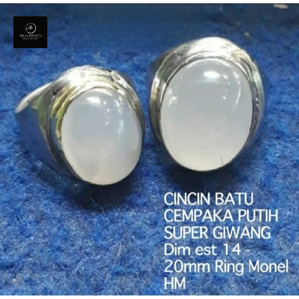 cincin batu cempaka putih ring monel