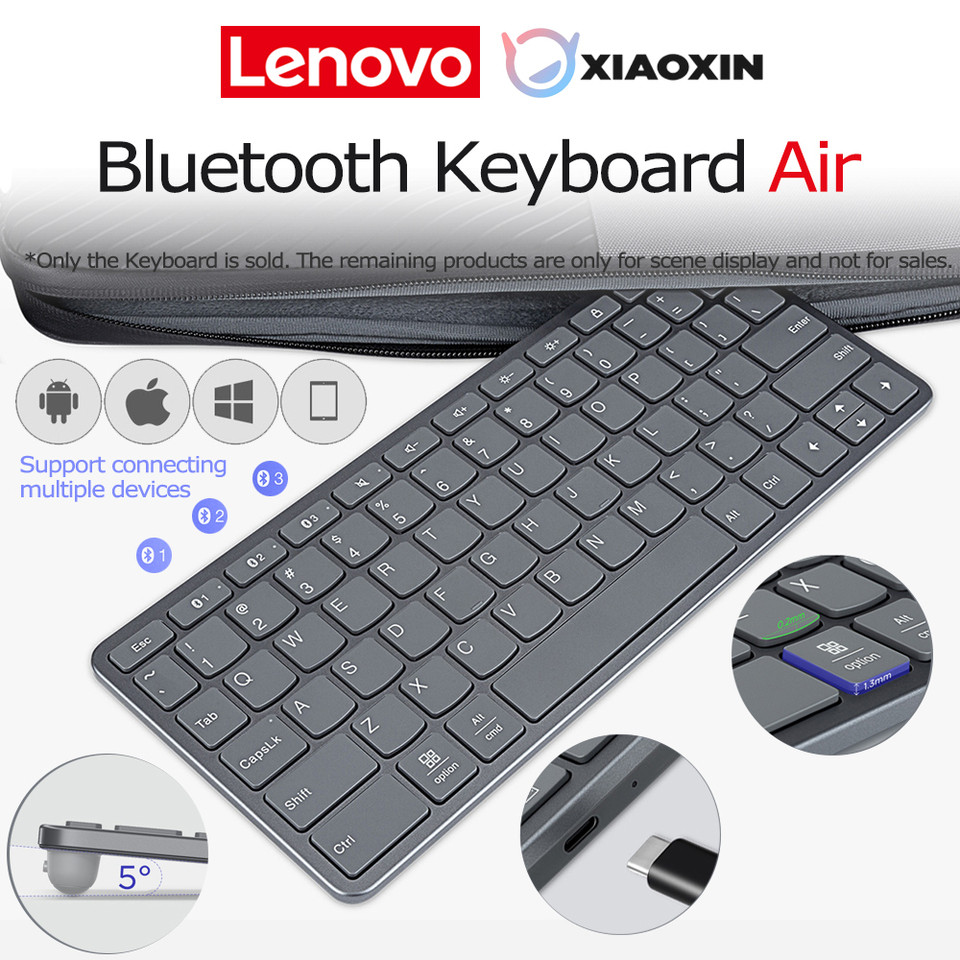 Lenovo Xiaoxin Air Wireless Bluetooth Keyboard Connect 3 Devices Windows10 iPadOS15 Android10 for La