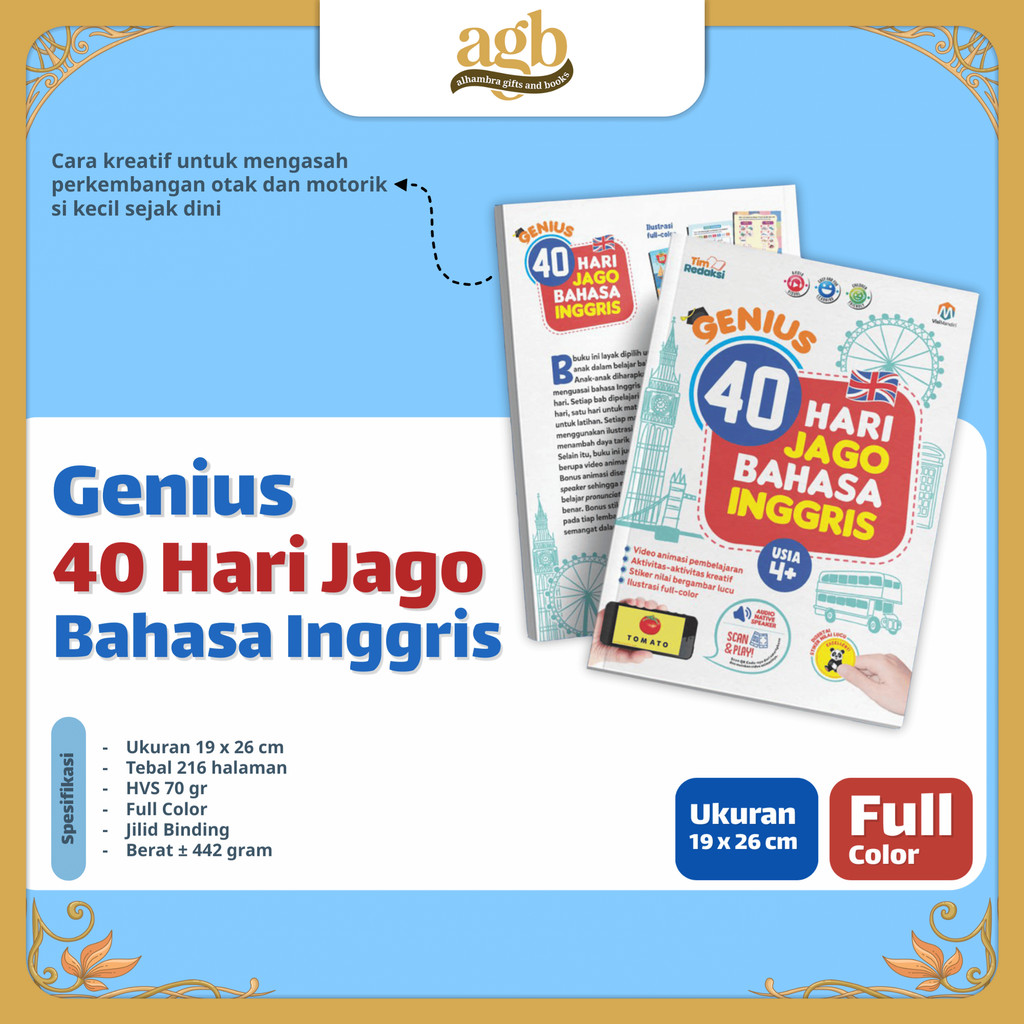Ziyadbooks - Buku Pintar Bahasa Inggris - Genius 40 Hari Jago Bahasa Inggris - Dilengkapi Kosakata S