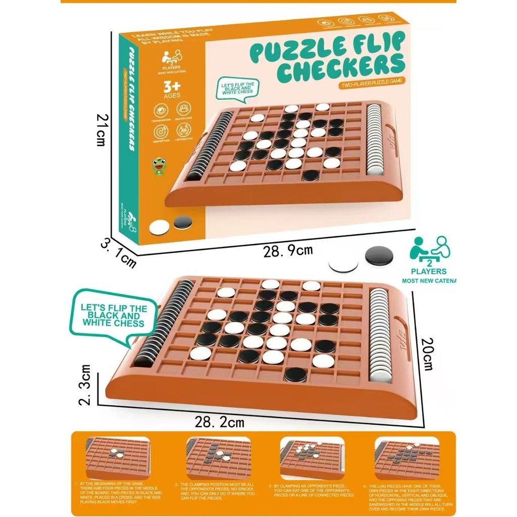Reversi Classic Board Game - 2-Player Strategy Toy for Family Bonding & Logical Thinking Training