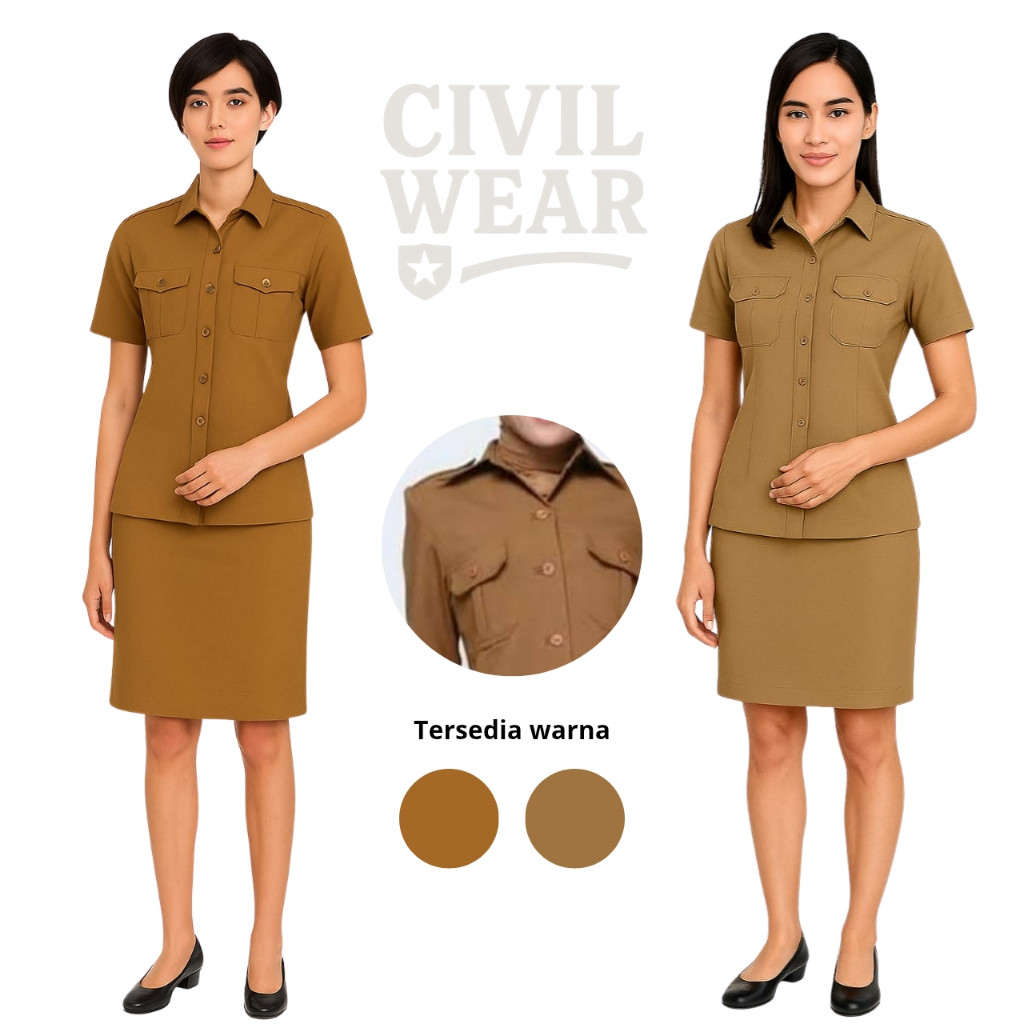 FLAH SALE Setelan Seragam Rok Tangan Pendek PNS PEMDA Wanita Seragam Dinas PEMDA Wanita CIVIL WEAR