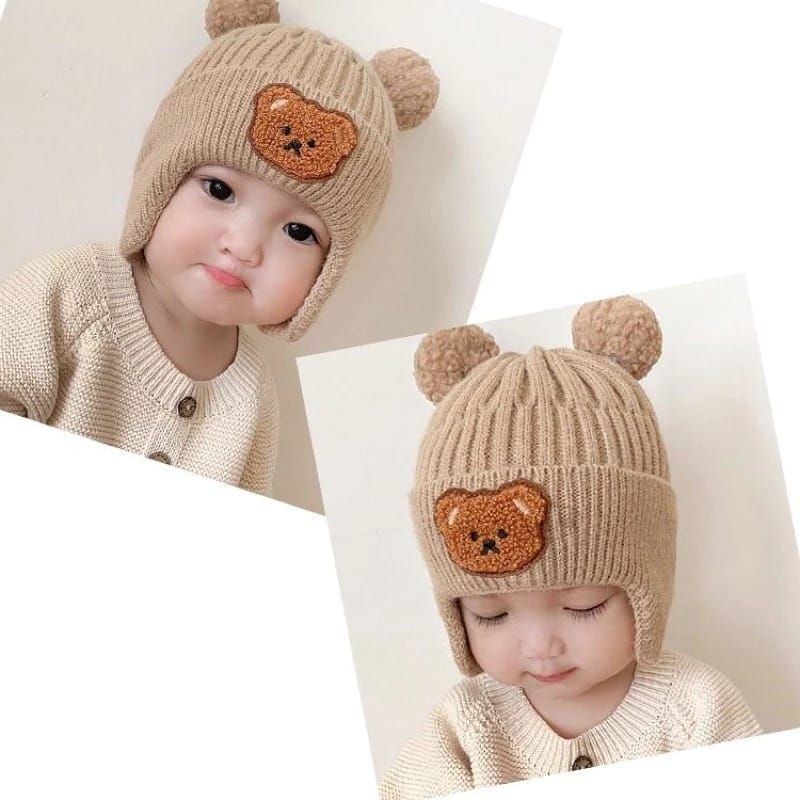 Kupluk Bayi Newborn Bear Korea / Ciput Bayi Beruang Laki Laki Perempuan 0 -10 bulan