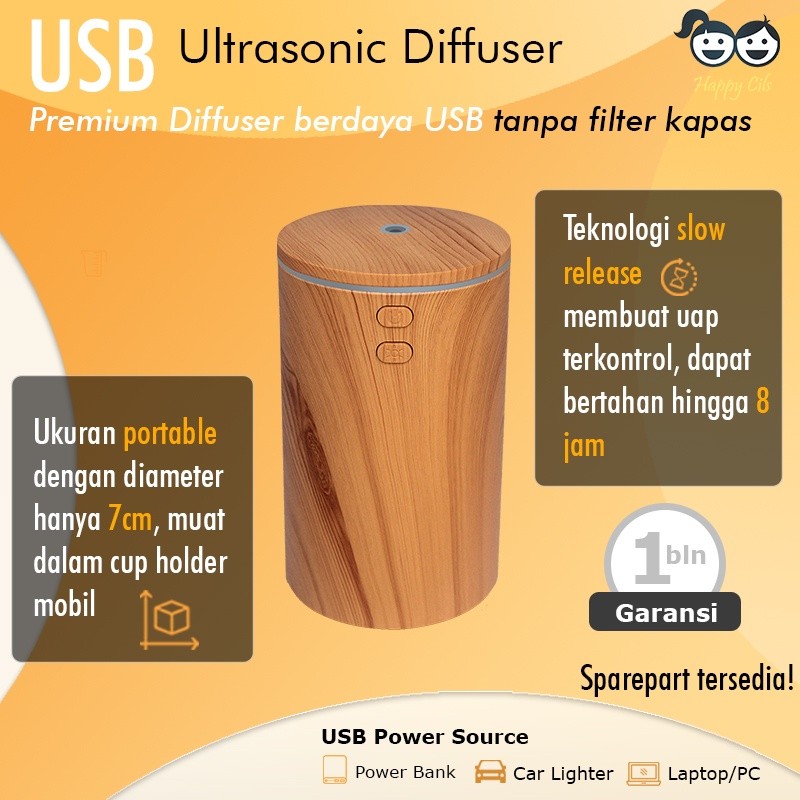 (rinaprasetyolaris) USB Car Diffuser Humidifier Ultrasonic Tanpa Stik Kapas Untuk Mobil Essential Oi